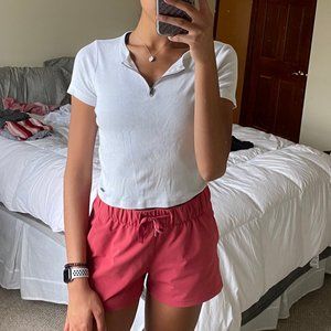 White Hollister Zip Crop Top